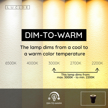 MR11 Led bulb Ø 3,5 cm LED Dim to warm GU10 1x4W 2200K/3000K Black Lucide