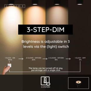 MR16 Led bulb Ø 5 cm- LED 3 StepDim GU10 1x5W 2600K/2800K Black Lucide