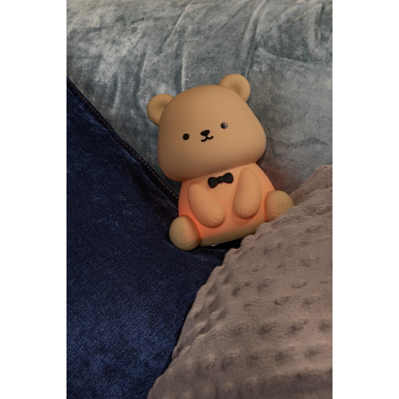 PINCHA BEAR Rechargeable Table lamp Children Battery pack LED 3 StepDim 1x0,5W 2100K Rgb Brown - Essential Lucide