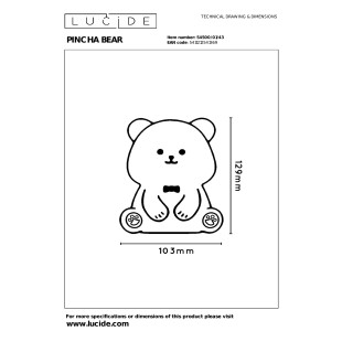 PINCHA BEAR Rechargeable Table lamp Children Battery pack LED 3 StepDim 1x0,5W 2100K Rgb Brown - Essential Lucide
