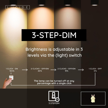 PINCHA RABBIT Rechargeable Table lamp Children Battery pack LED 3 StepDim Rgb White - Essential Lucide