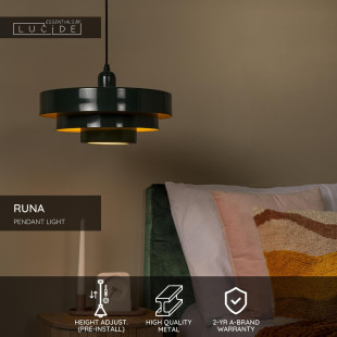 RUNA Pendant light D 35 cm 1xE27 Green Essential Lucide