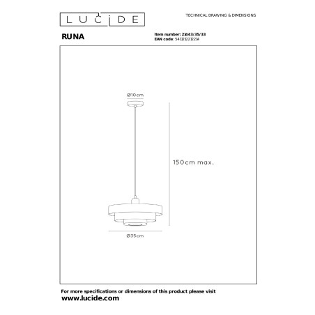 RUNA Pendant light D 35 cm 1xE27 Green Essential Lucide