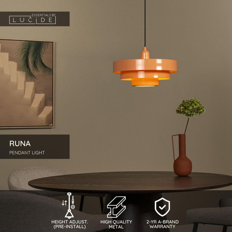 RUNA Pendant light D 35 cm 1xE27 Pink Essential Lucide