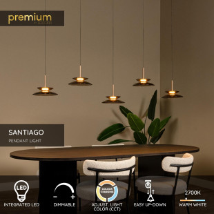 SANTIAGO Pendant light LED Dim. CCT 5x10W 2700K/4000K Amber - Premium Lucide