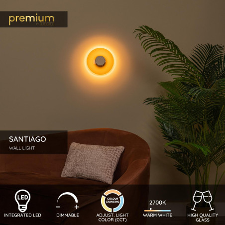 SANTIAGO Wall light Ø 23 cm LED Dim. CCT Amber - Premium Lucide