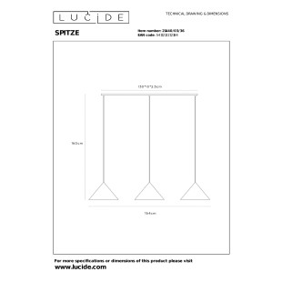 SPITZE Pendant light 3xE27 Grey - Vibes Lucide
