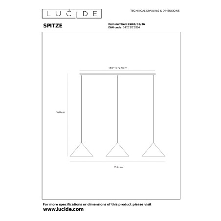 SPITZE Pendant light 3xE27 Grey - Vibes Lucide