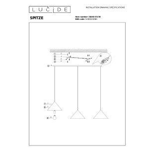 SPITZE Pendant light 3xE27 Grey - Vibes Lucide