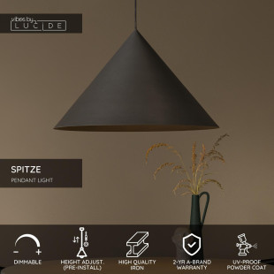 SPITZE Pendant light Ø 60 cm 1xE27 Grey - Vibes Lucide