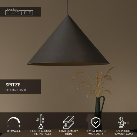 SPITZE Pendant light Ø 60 cm 1xE27 Grey - Vibes Lucide