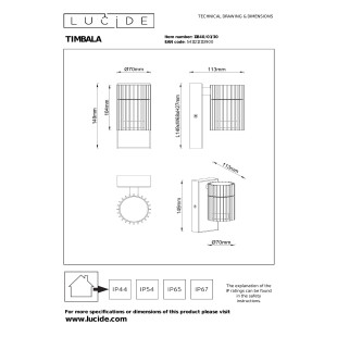 Kinkiet elewacyjny modern Timbala IP44 czarny Essential Lucide