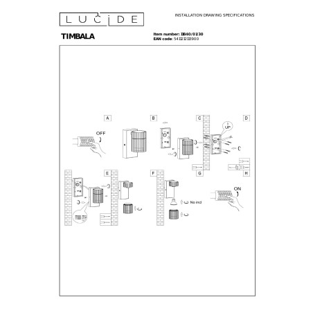 Kinkiet elewacyjny modern Timbala IP44 czarny Essential Lucide