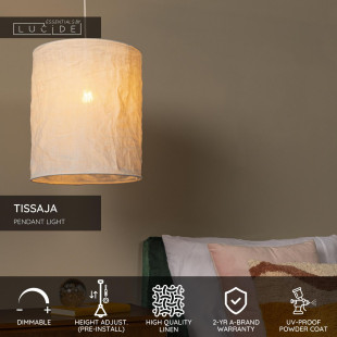TISSAJA Pendant light D 30 cm 1xE27 White Essential Lucide
