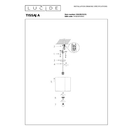 TISSAJA Pendant light D 30 cm 1xE27 White Essential Lucide
