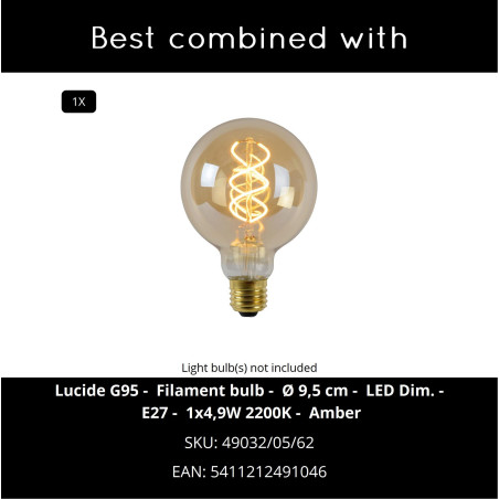 TISSAJA Table lamp D 30 cm 1xE27 White Essential Lucide