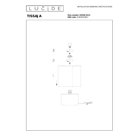 TISSAJA Table lamp D 30 cm 1xE27 White Essential Lucide