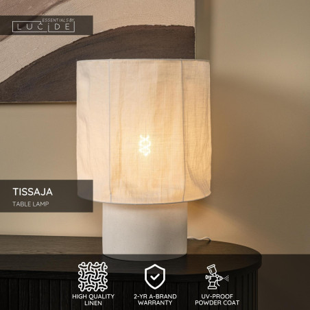 TISSAJA Table lamp D 35 cm 1xE27 White Essential Lucide