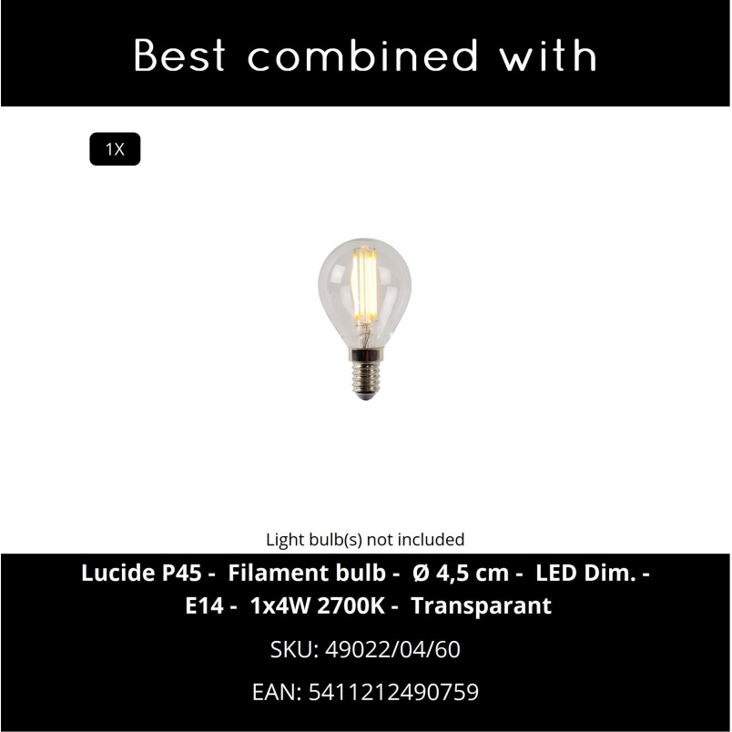 TOMEO Table lamp 1xE14 White  (Essential) Lucide
