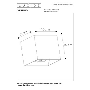 VERTIGO Wall light Outdoor LED Dim. 1x6W 2700K IP54 3 StepDim White Lucide