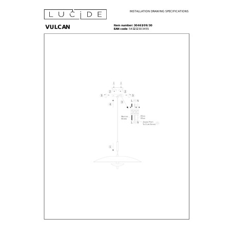 VULCAN Pendant light D45 cm LED Dim. 1x9W 3000K Black Lucide