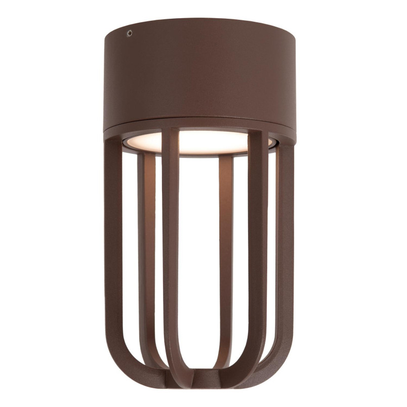 WELLS Flush ceiling light Indoor/Outdoor Ø 10 cm LED 1x8W 2700K IP54 Rust Brown - Essential Lucide