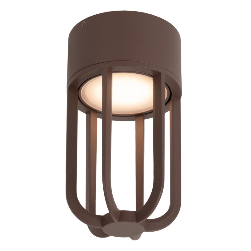 WELLS Flush ceiling light Indoor/Outdoor Ø 10 cm LED 1x8W 2700K IP54 Rust Brown - Essential Lucide