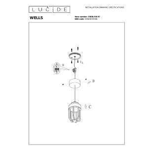 WELLS Pendant light Indoor/Outdoor Ø 10 cm LED 1x8W 2700K IP54 Rust Brown - Essential Lucide