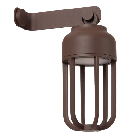 WELLS Rechargeable Wall light Indoor/Outdoor Battery pack Ø 10 cm LED Dim. CCT 1x5W 2700K/4000K IP54 Rust Brown - Essential Luc