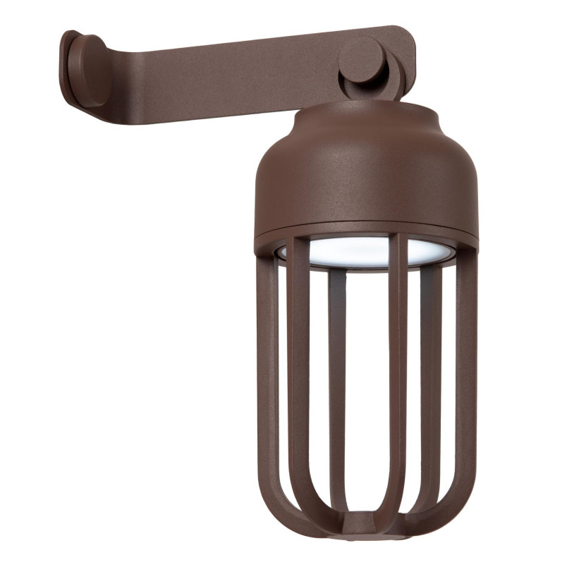 WELLS Rechargeable Wall light Indoor/Outdoor Battery pack Ø 10 cm LED Dim. CCT 1x5W 2700K/4000K IP54 Rust Brown - Essential Luc