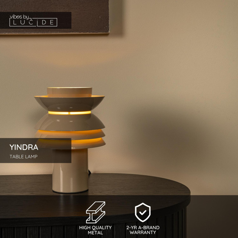 YINDRA Table lamp D 17,5 cm 1xE27 Taupe Vibes Lucide