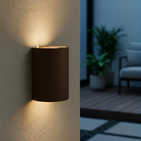 YORK Wall spotlight / Wall light Indoor/Outdoor LED 4x1,2W 2700K IP54 Rust Brown - Essential Lucide