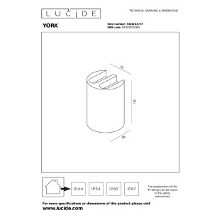 YORK Wall spotlight / Wall light Indoor/Outdoor LED 4x1,2W 2700K IP54 Rust Brown - Essential Lucide