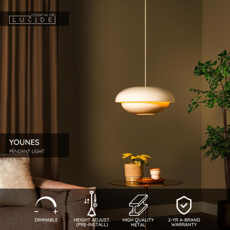 YOUNES Pendant light D 40 cm 1xE27 Cream Essential Lucide
