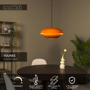 YOUNES Pendant light D 40 cm 1xE27 Orange Essential Lucide