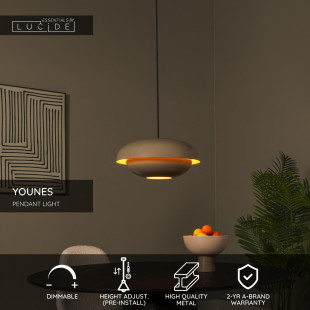 YOUNES Pendant light D 40 cm 1xE27 Taupe Essential Lucide
