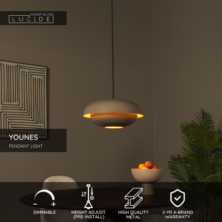 YOUNES Pendant light D 40 cm 1xE27 Taupe Essential Lucide
