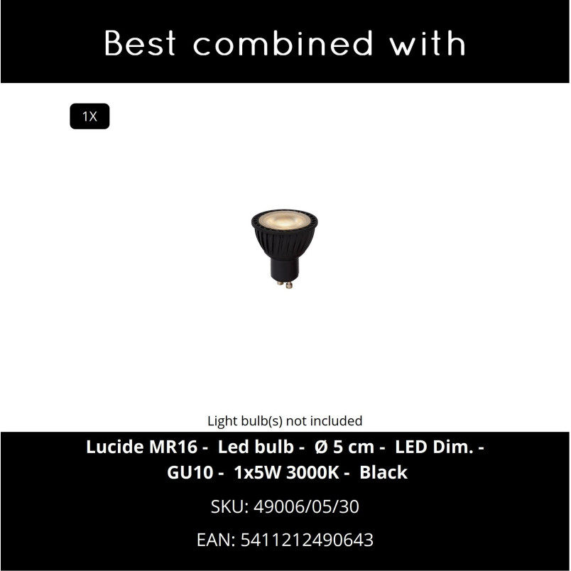 ZARO IR Wall spotlight Outdoor 1xGU10 IP65 Black Lucide