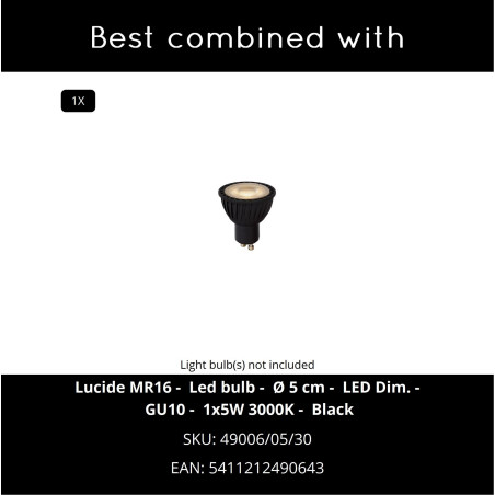 ZARO IR Wall spotlight Outdoor 1xGU10 IP65 Black Lucide
