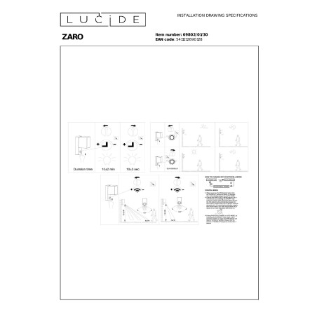 ZARO IR Wall spotlight Outdoor 1xGU10 IP65 Black Lucide