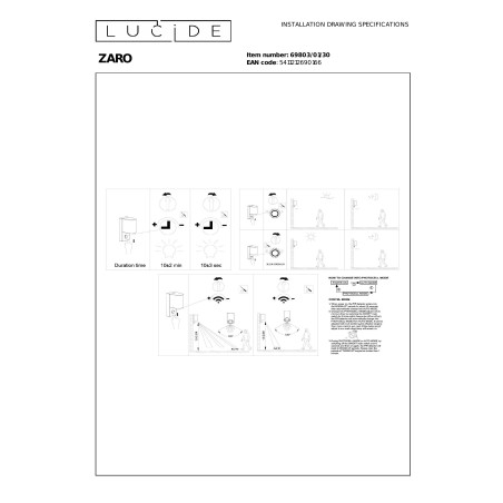 ZARO IR Wall spotlight Outdoor 1xGU10 IP65 Black Lucide