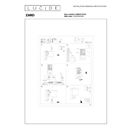 ZARO IR Wall spotlight Outdoor 1xGU10 IP65 Black Lucide