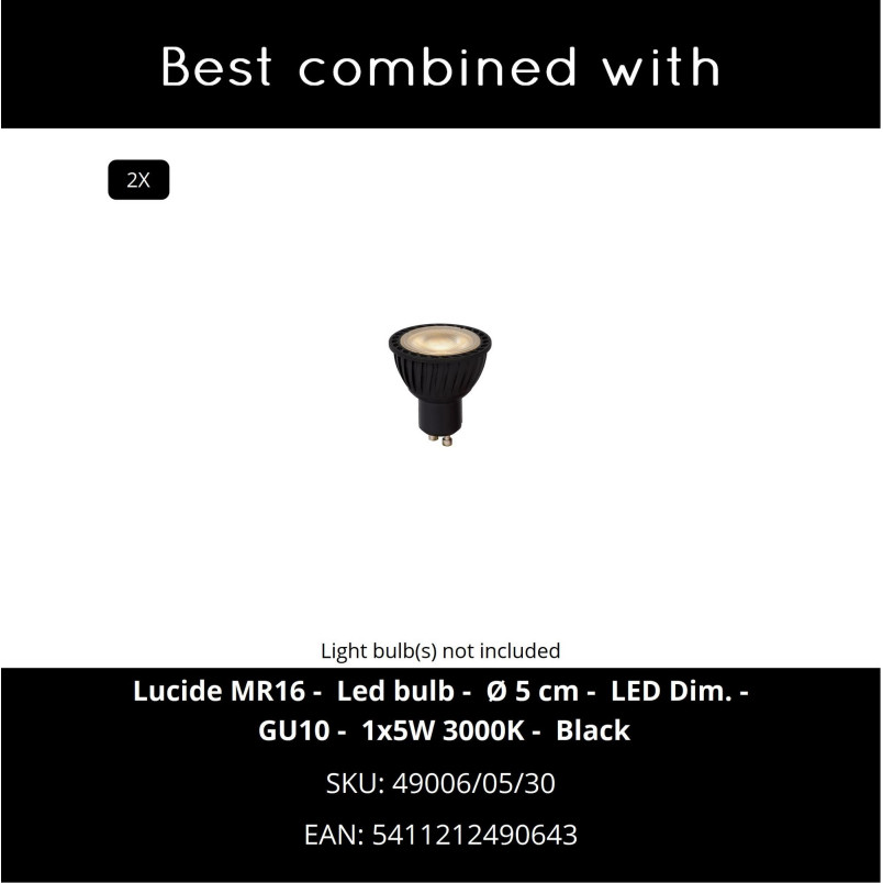 ZARO IR Wall spotlight Outdoor 2xGU10 IP65 Black Lucide