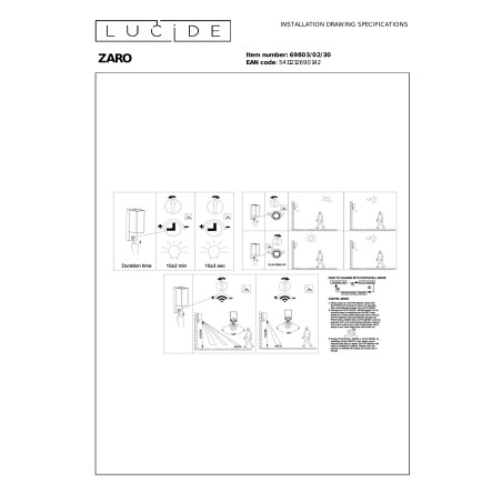 ZARO IR Wall spotlight Outdoor 2xGU10 IP65 Black Lucide