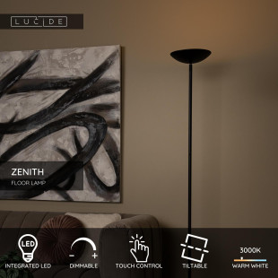 ZENITH Floor lamp LED Dim. 1x20W 3000K Black Lucide