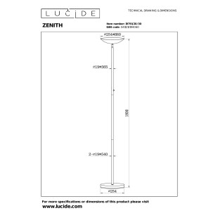 ZENITH Floor lamp LED Dim. 1x20W 3000K Black Lucide