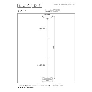 ZENITH Floor lamp LED Dim. 1x20W 3000K Matt Gold / Brass Lucide
