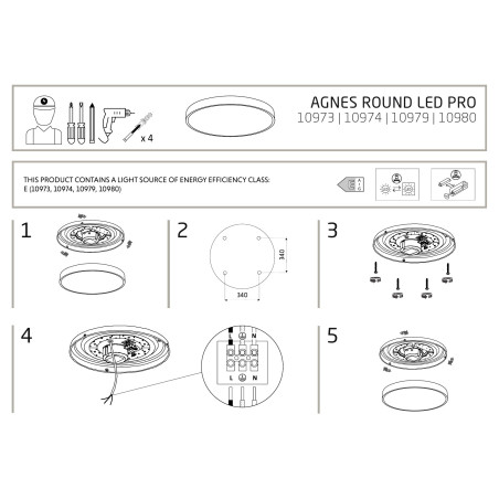 Plafon okrągły do łazienki Agnes 49cm LED PRO czarny 32W 3000K IP44 Nowodvorski