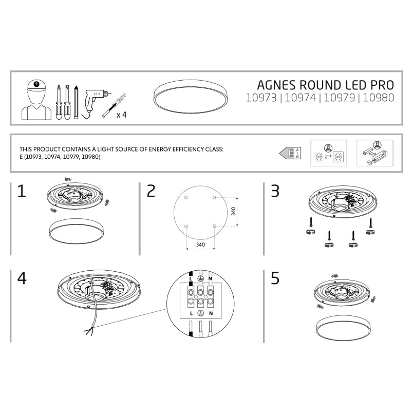 Plafon okrągły do łazienki Agnes 49cm LED PRO czarny 32W 4000K IP44 Nowodvorski