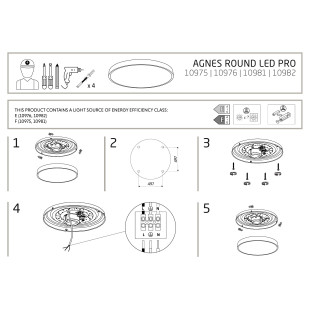 Plafon okrągły do łazienki Agnes 64,2cm LED PRO czarny 64W 3000K IP44 Nowodvorski